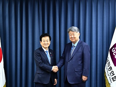 정동영 통일부장관 한교총 내방